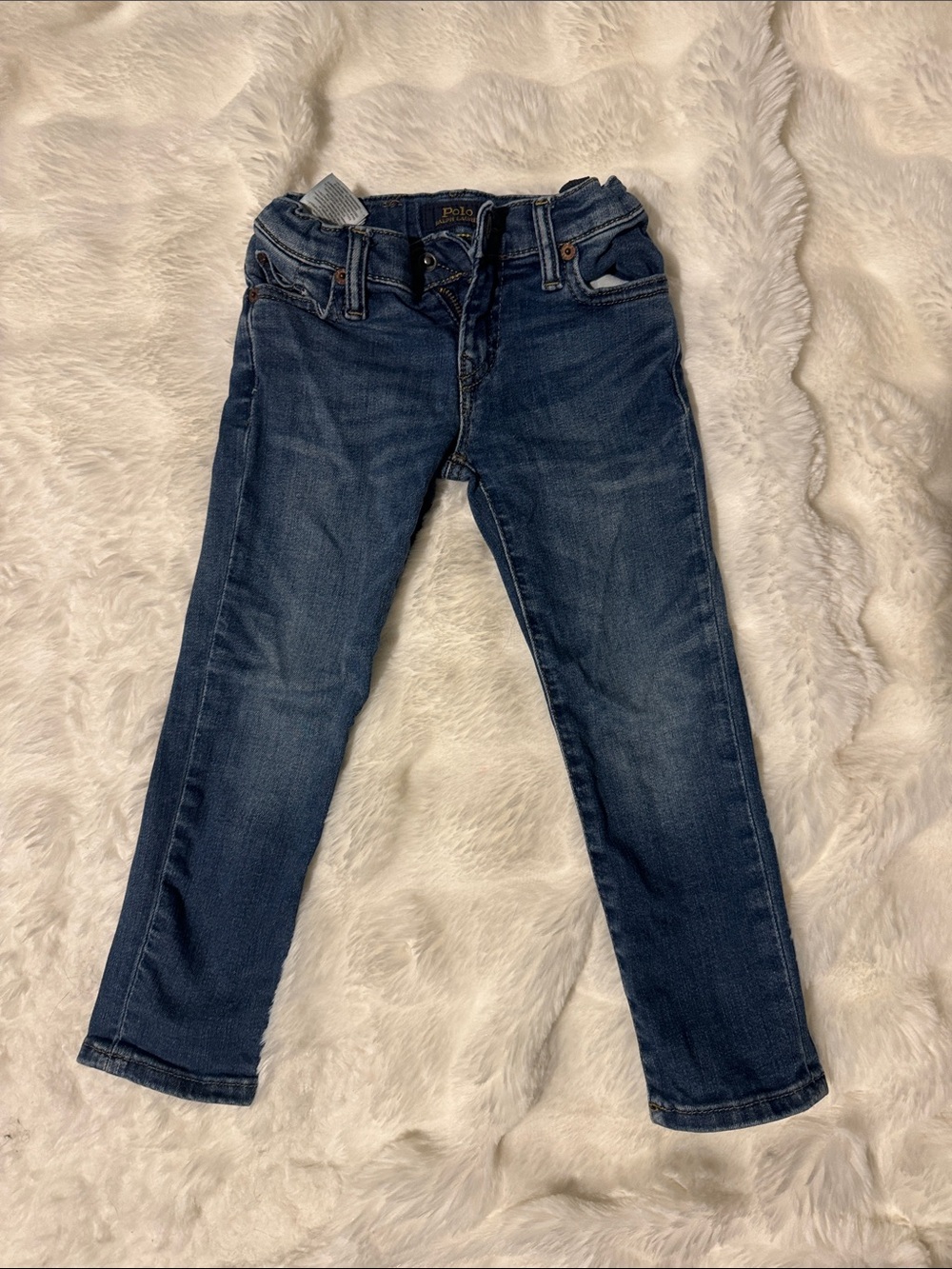 Ralph Lauren Blue Denim Kids Jeans with Yellow Stitching